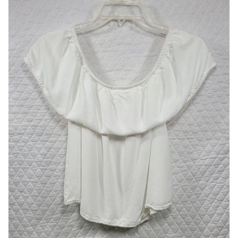 Style Envy Women's Crop Top Ruffled Off Shoulder Elastic Neckline Summer Shirt